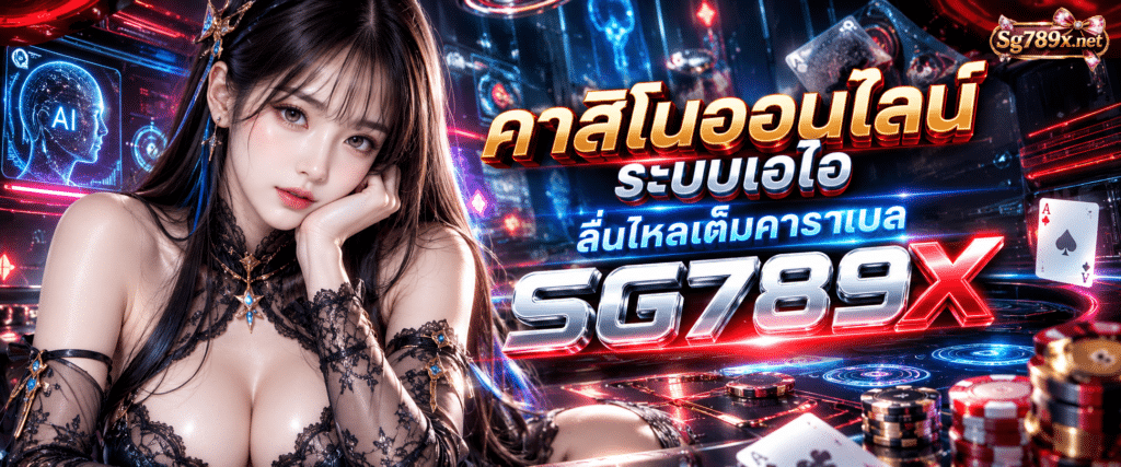 หน้าจอแสดงผลเกมออนไลน์ล้ำอนาคตผ่าน SG789X คาสิโนออนไลน์ระบบเอไอเต็มคาราเบล